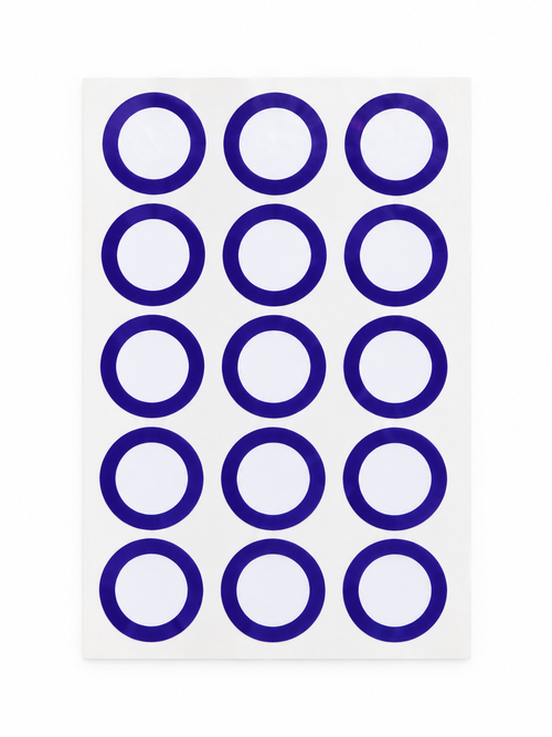 Sheet of Dusk DOT Shortcut Tags, purple NFC stickers for journal pages